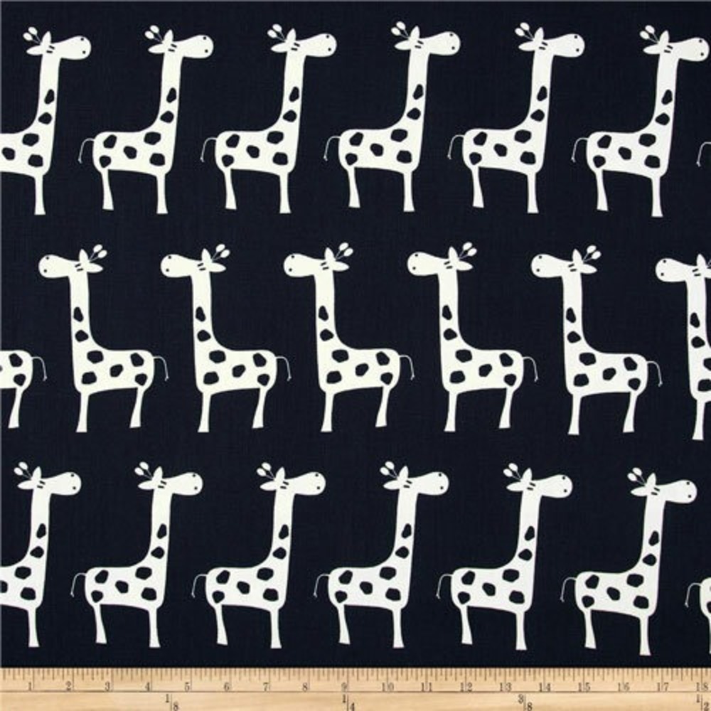 Premier Prints Baby Giraffe White Navy Blue Cotton Duck Fabric By The Yard S15